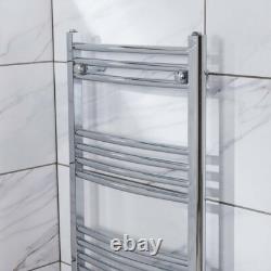 Contemporary Curved Bathroom Heated Towel Rail Radiator Rad 1200 x 500 Chrome