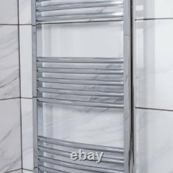 Contemporary Curved Bathroom Heated Towel Rail Radiator Rad 1200 x 500 Chrome