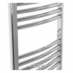 Contemporary Curved Bathroom Heated Towel Rail Radiator Rad 1200 x 500 Chrome
