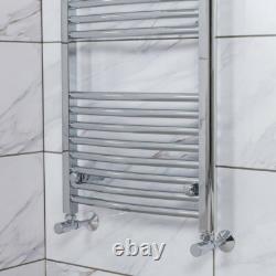Contemporary Curved Bathroom Heated Towel Rail Radiator Rad 1200 x 500 Chrome
