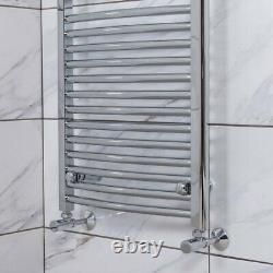 Contemporary Curved Bathroom Heated Towel Rail Radiator Rad 1800 x 500mm Chrome