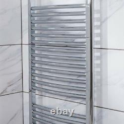 Contemporary Curved Bathroom Heated Towel Rail Radiator Rad 1800 x 500mm Chrome