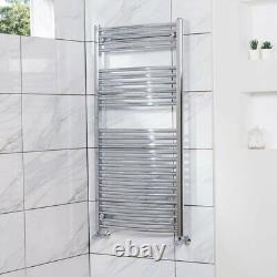 Contemporary Curved Heated Bathroom Towel Rail Radiator Rad 1200 x 600 Chrome