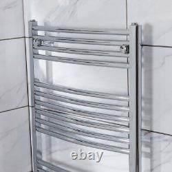 Contemporary Curved Heated Bathroom Towel Rail Radiator Rad 1200 x 600 Chrome