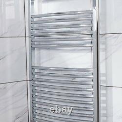 Contemporary Curved Heated Bathroom Towel Rail Radiator Rad 1200 x 600 Chrome