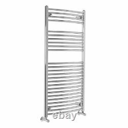 Contemporary Curved Heated Bathroom Towel Rail Radiator Rad 1200 x 600 Chrome