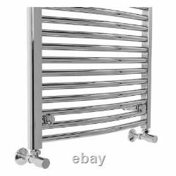 Contemporary Curved Heated Bathroom Towel Rail Radiator Rad 1200 x 600 Chrome