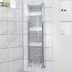 Contemporary Curved Heated Bathroom Towel Rail Radiator Rad 1500 x 450 Chrome