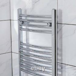 Contemporary Curved Heated Bathroom Towel Rail Radiator Rad 1500 x 450 Chrome