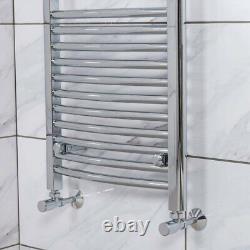 Contemporary Curved Heated Bathroom Towel Rail Radiator Rad 1500 x 450 Chrome