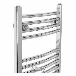 Contemporary Curved Heated Bathroom Towel Rail Radiator Rad 1500 x 450 Chrome