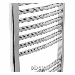 Contemporary Curved Heated Bathroom Towel Rail Radiator Rad 1500 x 450 Chrome