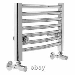 Contemporary Curved Heated Bathroom Towel Rail Radiator Rad 1500 x 450 Chrome