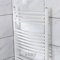 Contemporary Curved Heated Bathroom Towel Rail Radiator Rad 1500 x 600 White