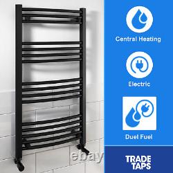 Curved Black Towel Rail Heated Ladder Modern Bathroom Radiator Rad 6 Sizes