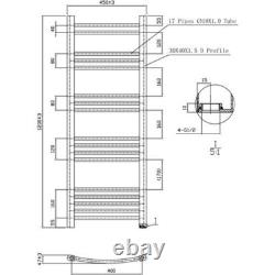 Curved Heated Towel Rail Brushed Brass 1200 x 450mm Wall Mounted Bathroom
