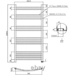 Curved Heated Towel Rail Brushed Brass 1200 x 600mm Wall Mounted Bathroom
