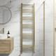 Curved Heated Towel Rail Brushed Brass 1600 X 450mm Wall Mounted Bathroom