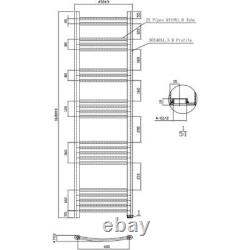 Curved Heated Towel Rail Brushed Brass 1600 x 450mm Wall Mounted Bathroom