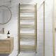 Curved Heated Towel Rail Brushed Brass 1600 X 600mm Wall Mounted Bathroom