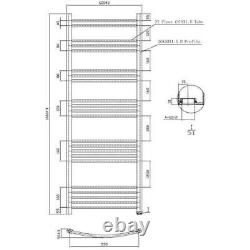 Curved Heated Towel Rail Brushed Brass 1600 x 600mm Wall Mounted Bathroom