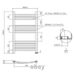Curved Heated Towel Rail Brushed Brass 750 x 450mm Wall Mounted Bathroom