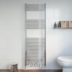 Curved Heated Towel Rail Chrome Silver 1800 x 600mm Wall Mounted Bathroom