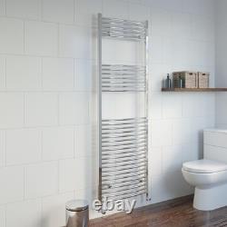Curved Heated Towel Rail Chrome Silver 1800 x 600mm Wall Mounted Bathroom