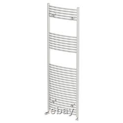 Curved Heated Towel Rail Chrome Silver 1800 x 600mm Wall Mounted Bathroom