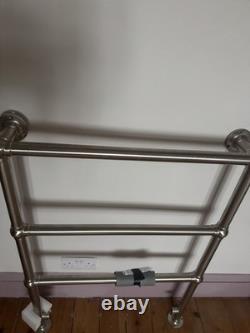 DQ Heating Ickburgh Floor Mounted Luxury Heated Towel Rail Brushed Nickel