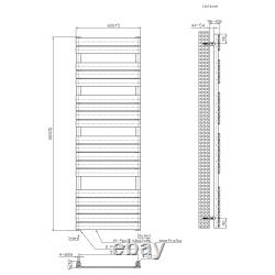 Designer Bathroom Flat Panel Heated Towel Rail Radiator & Angled Thermo Valves
