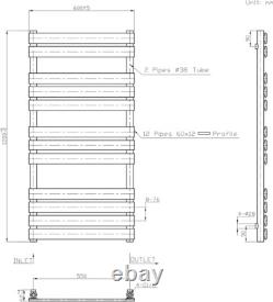 Designer Bathroom Flat Panel Heated Towel Rail Radiator Rad 1200 x 600 mm White