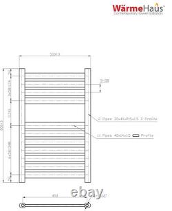 Designer Bathroom Flat Panel Heated Towel Rail Radiator Rad 800 x 500 Chrome
