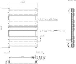 Designer Bathroom Flat Panel Heated Towel Rail Radiator Rad 800 x 600mm Chrome