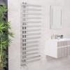 Designer Bathroom Heated Round Square Panel Towel Rail Radiator Chrome White