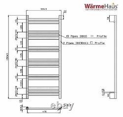 Designer Bathroom Heated Towel Rail Rad Radiator Flat Panel 1200 x 500 Chrome