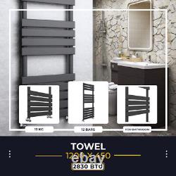 Cheap Designer Bathroom Flat Panel Sand Grey Heated Towel Rail Radiator Rad 
