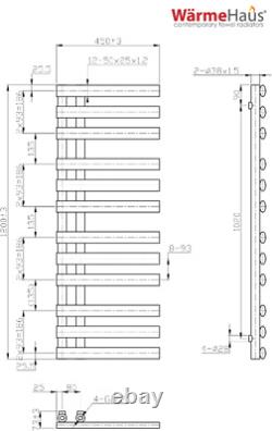 Designer Bathroom Heated Warming Towel Rail Radiator Ladder 1200 x 450 mm Chrome