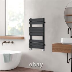 Designer Black Flat Panel Heated Towel Rail Radiators Bathroom Valves Option