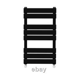 Designer Black Flat Panel Heated Towel Rail Radiators Bathroom Valves Option