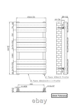 Designer Black Flat Panel Heated Towel Rail Radiators Bathroom Valves Option