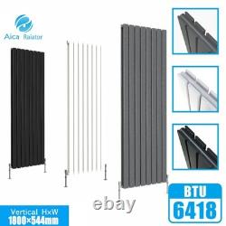 Designer Black Oval Column Flat Panel Towel Rail Radiator Central Heating Rads