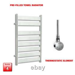 Designer Chrome 800 x 500 mm Electric Heated Towel Rail Radiator Pre-Filled