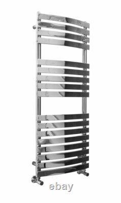 Designer Curved Bathroom Heated Towel Rail Radiator Rad 1200 x 500 Chrome