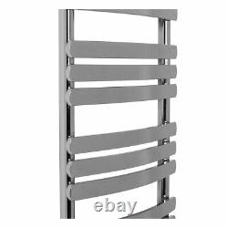 Designer Curved Bathroom Heated Towel Rail Radiator Rad 1200 x 500 Chrome
