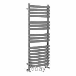 Designer Curved Bathroom Heated Towel Rail Radiator Rad 1200 x 500 Chrome