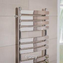 Designer Curved Bathroom Heated Towel Rail Radiator Rad 1200 x 500 Chrome