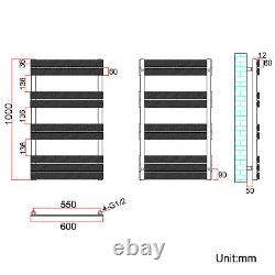 Designer Flat Panel Heated Bathroom Towel Rail Radiator Chrome White Black