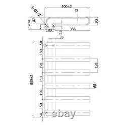 Designer Flat Panel Heated Bathroom Towel Rail Radiator Warmer-850mm H x 500mm W