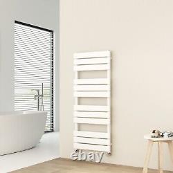 Designer Flat Panel Heated Bathroom Towel Rail Radiator Warmer Heating White